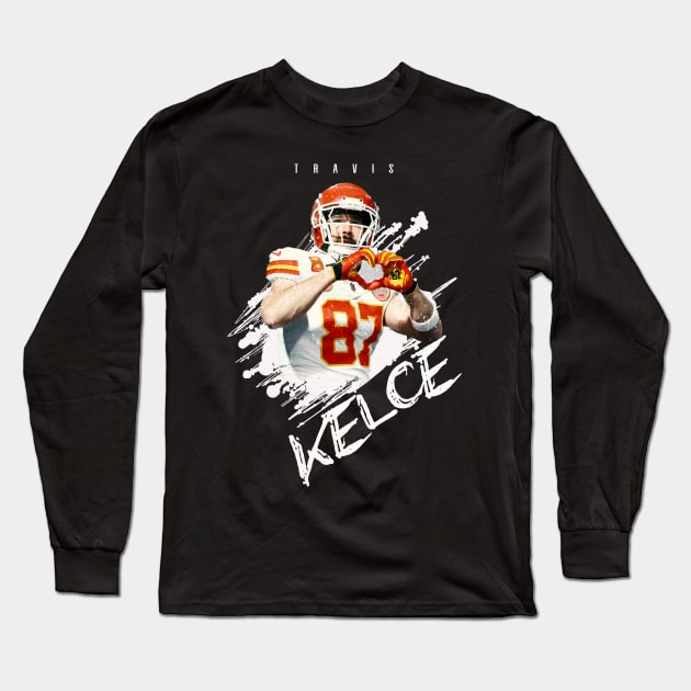 Travis Kelce Long Sleeve T-Shirt by Resatuki